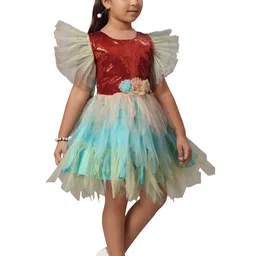 BAESD Flutter Sleeve Net Fit & Flare Dress image 1
