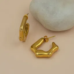 ARTKLIM Stainless Steel Gold Plated Contemporary Half Hoop Earrings-10