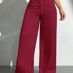 NU CLOTHS Women Relaxed Wide Leg High-Rise Pleated Trousers-picture-32