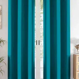 Aura Teal 2 Pieces Black Out Window Curtains-32