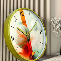 RANDOM Off White & Orange Printed Analogue Contemporary Wall Clock-18