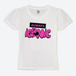 Wear Your Mind Girls Minnie Mouse Typography Printed Round Neck Cotton T-shirt-image-97