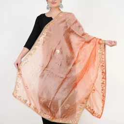 Karthav Fashion Floral Embroidered Beads & Stones Art Silk Dupatta-14