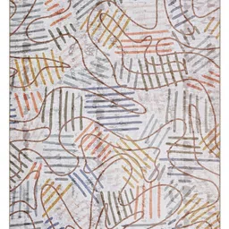 Kaleen India Red Abstract Anti-Skid Polyester Carpet-47