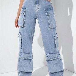 DressBerry Women Comfort Wide Leg High-Rise Light Fade Acid Wash Stretchable Jeans-image-36