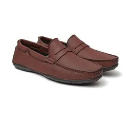 Bold Bunny Men Solid Brown Leather Loafers-picture-15