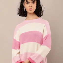 NoBarr Women Colourblocked Wool Pullover-picture-1