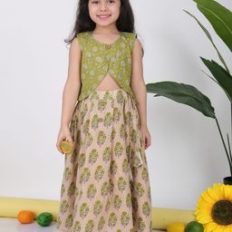 Sangria Girls Floral Printed Cotton Top & Skirt Clothing Set-image-72