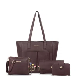 Black Spade Floral PU Structured Tote Bag-33