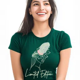 Storeily Women Printed Raw Edge T-shirt-picture-24
