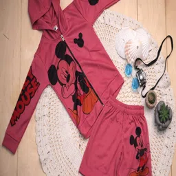 BLOOD PANTHER Boys Mickey Mouse Printed Hooded Sweatshirt With Shorts-44