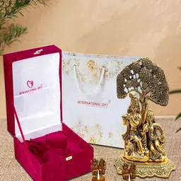 INTERNATIONAL GIFT 3-Pc Radha Krishna God Idol With Laxmi Ganesh Diya-image-53