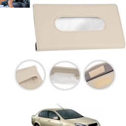 Beige Leatherite Rectangle Shape Fancy Design Tissue Dispencer For Car-09 Vehicle Tissue Dispenser-13