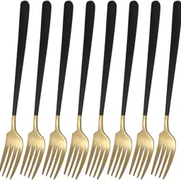 8" Stainless Steel Dinner Forks Set with Colorful Handle & Shiny Gold Mouth Stainless Steel Dinner Fork Set-34