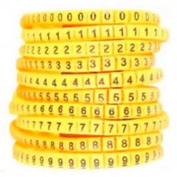 Self Locking Yellow Flexible Cable Marker PVC Ferrules (Numbered 0 to 9) 6 sq mm-20