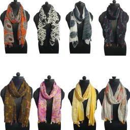 Printed Chiffon Women Multicolor Scarf, Stole-image-9