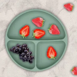 Silicone Big Suction Plates with 3 Deep Divided Sections for Babies -Green- Silicone-picture-18