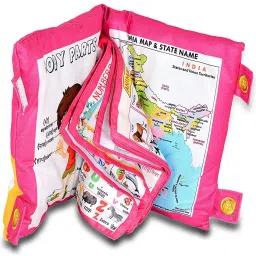 Velvet Cushion Book for Interactive Learning Experience for Kids Pink color-22