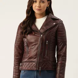 Leather Retail Women Solid Leather Biker Jacket-18