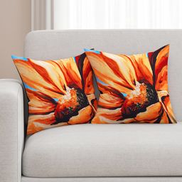 SEJ by Nisha Gupta Orange Set of 2 Printed 16'' x 16'' Square Cushion Covers-55