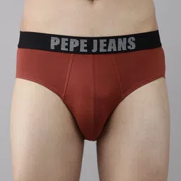 Pepe Jeans Men Rust Red Back Printed Briefs 8904311303374-11