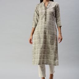 SheWill Women Grey Ethnic Motifs Printed Kurta-picture-15