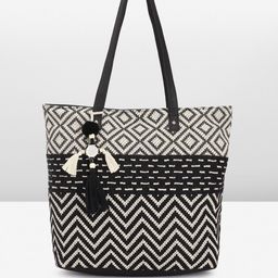 Anouk Geometric Printed Oversized Structured Tote Bag with Tasselled-11