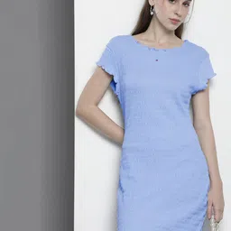 Tommy Hilfiger Self Design Smocked Sheath Dress-image-99