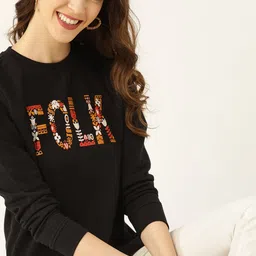 DressBerry Women Black Printed Sweatshirt-picture-20