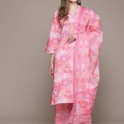 Readiprint Fashions Floral Printed Pure Cotton Kurta With Palazzos & Dupatta-20