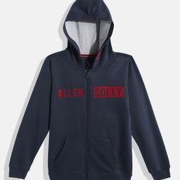 Allen Solly Junior Boys Navy Blue Pure Cotton Brand Logo Printed Hooded Sweatshirt-image-78