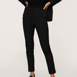 MANGO Women Black Solid Formal Trousers-picture-42