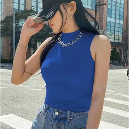 Kotty Women High Neck Sleeveless Fitted Crop Top-picture-27