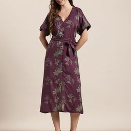 HERE&NOW Floral Print Shirt Midi Dress-picture-31