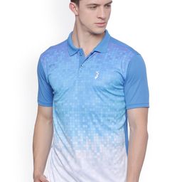 Campus Sutra Men Blue Printed Odour-Free Sports Polo T-shirt-image-12
