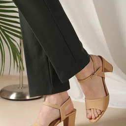 Inc 5 Women Textured Buckled Round Toe Block Sandals-86
