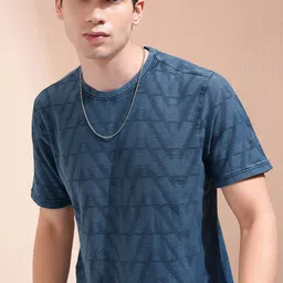 HIGHLANDER Men Self Design Round Neck Cotton T-shirt-image-99