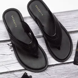 99CRAFTS Men Striped Open Toe Flats With No Back Strap-picture-0