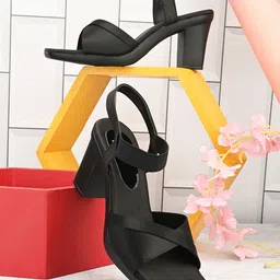 JM Looks Open Toe Platform Heels with Backstrap image 5