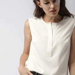 Mast & Harbour Women Off-White Solid Top-image-63
