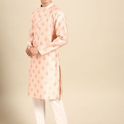 MANQ Men Ethnic Motifs Printed Regular Kurta with Pyjamas image 4