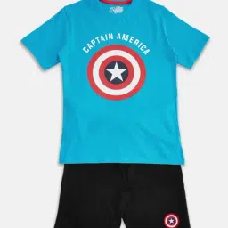 Pantaloons Junior Blue & Black Printed T-Shirt with Shorts-image-100