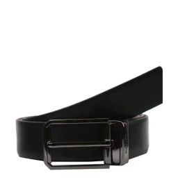 BULCHEE Black & Brown Leather Prong Reversible Belt for Men-image-99