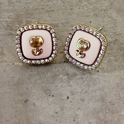 FIMBUL Gold-Plated Crystals Studded Square Shaped Studs-16