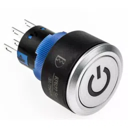 RS PRO Illuminated Push Button Switch Momentary 22.2 mm Cutout DPDT Yellow LED 250 V AC, 1759008-17