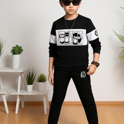 ACTLIVE Boys Black Cotton Blend Clothing Set-image-90