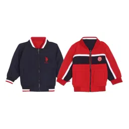 U.S. Polo Assn. Kids Red & Navy Solid Full Sleeves Reversible Jacket-picture-35