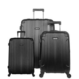 Kenneth Cole Black Textured Trolley Bag Pack of 3-image-17