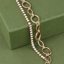 Zaveri Pearls Gold Tone Dazzling Diamonds Strand & Link Chain Bracelet-ZPFK14052-image-42