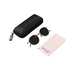 Irayz Unisex Brown Lens & Gold-Toned Round Sunglasses with-58